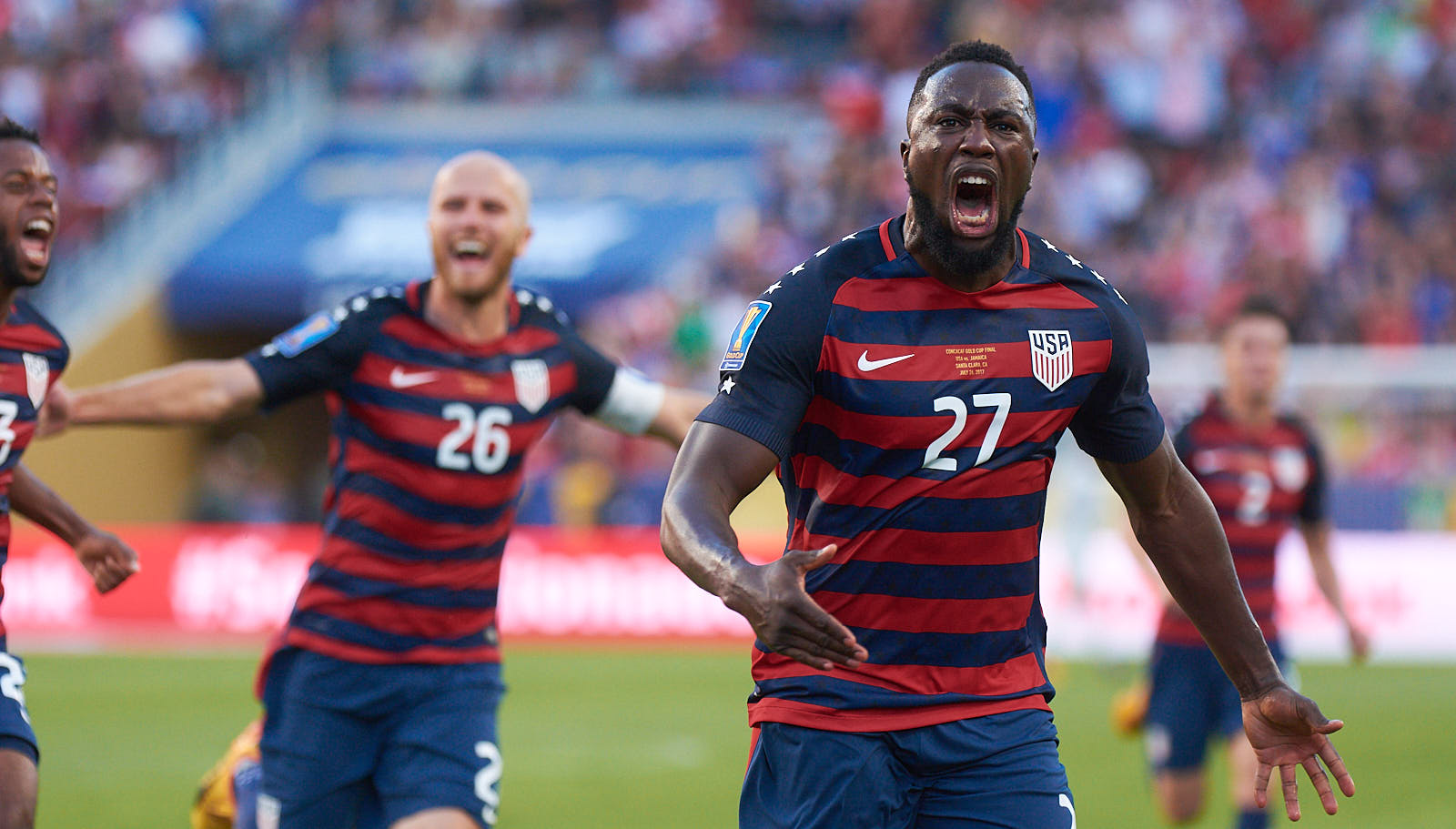 Jozy Altidore celebrates his game-winning goal in the 2017 Gold Cup Final