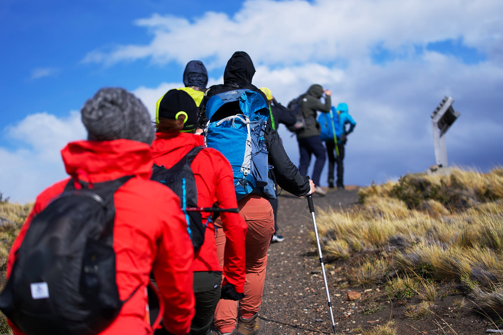 Cresting a ridge in Torres del Paine